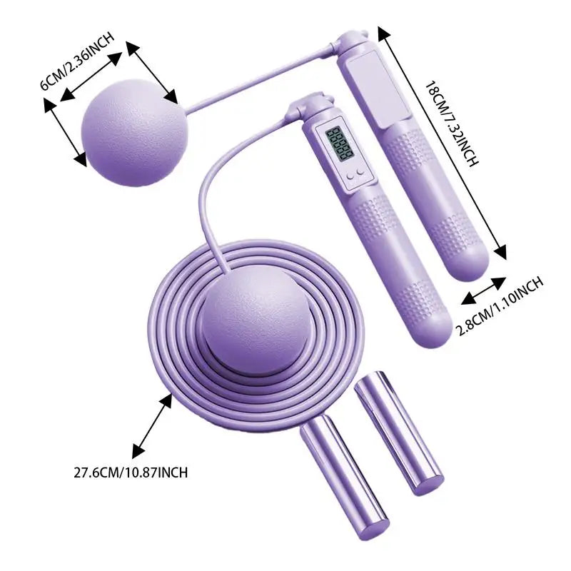 Counting Jump Rope - Smart Workout Skipping Rope with Digital Counter & Timer, Silicone Handles, Adjustable Length, Cardio Fitness Training Tool