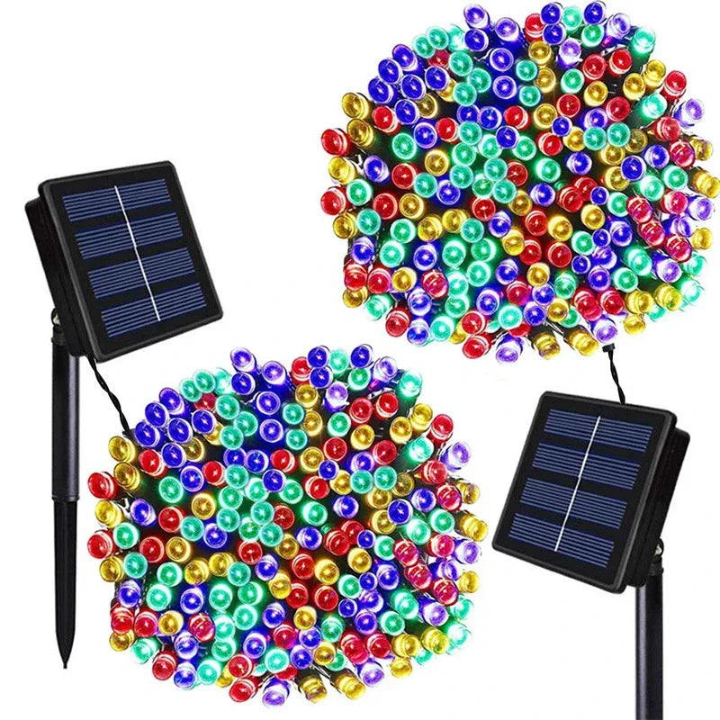 Solar String Lights — Outdoor Patio, Waterproof, Warm White, Dimmable, Shatterproof