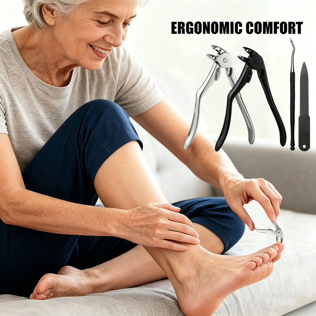 Nail Clipper — Curved Tip, Long Handle, Ergonomic, Stainless Steel, Sharp, Precise