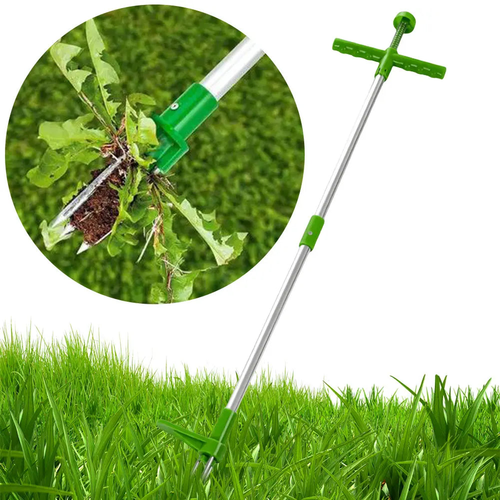 Stand-Up Weed Puller — Ergonomic Handle, Manual, Long Reach, Stainless Steel, Garden Tool