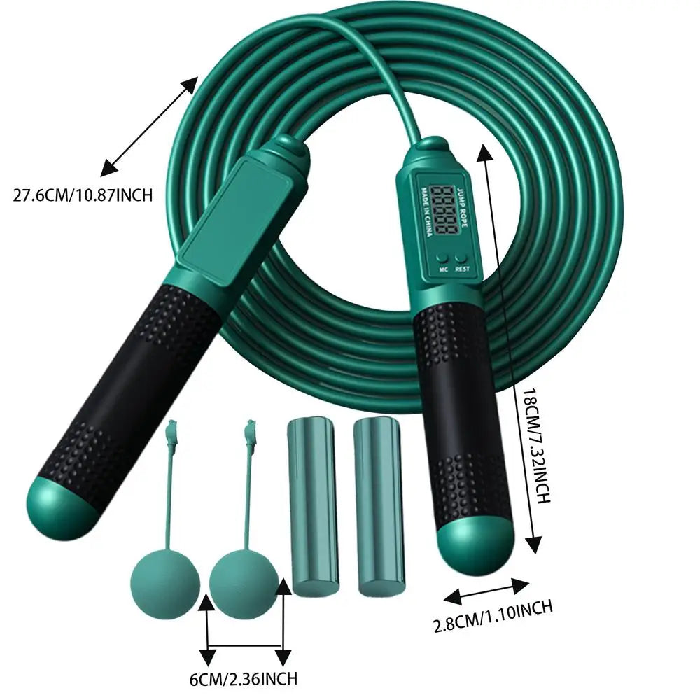 Counting Jump Rope - Smart Workout Skipping Rope with Digital Counter & Timer, Silicone Handles, Adjustable Length, Cardio Fitness Training Tool
