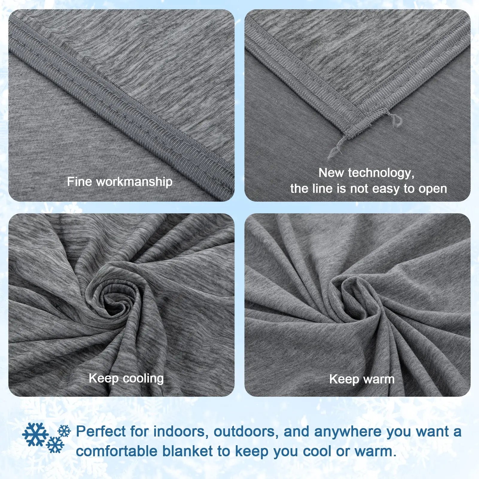 Cooling Blanket — Silky Smooth, Lightweight, Breathable, Moisture-Wicking, Reversible, Anti-Sweat