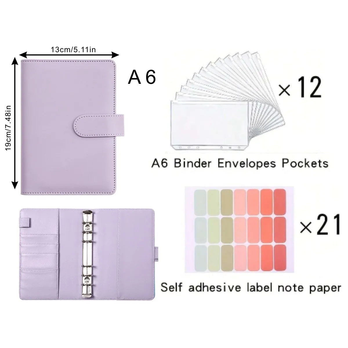 A6 Savings Notebook — Budget Planner, Cash Envelopes, Expense Tracker, Financial Organizer, PU Leather Cover