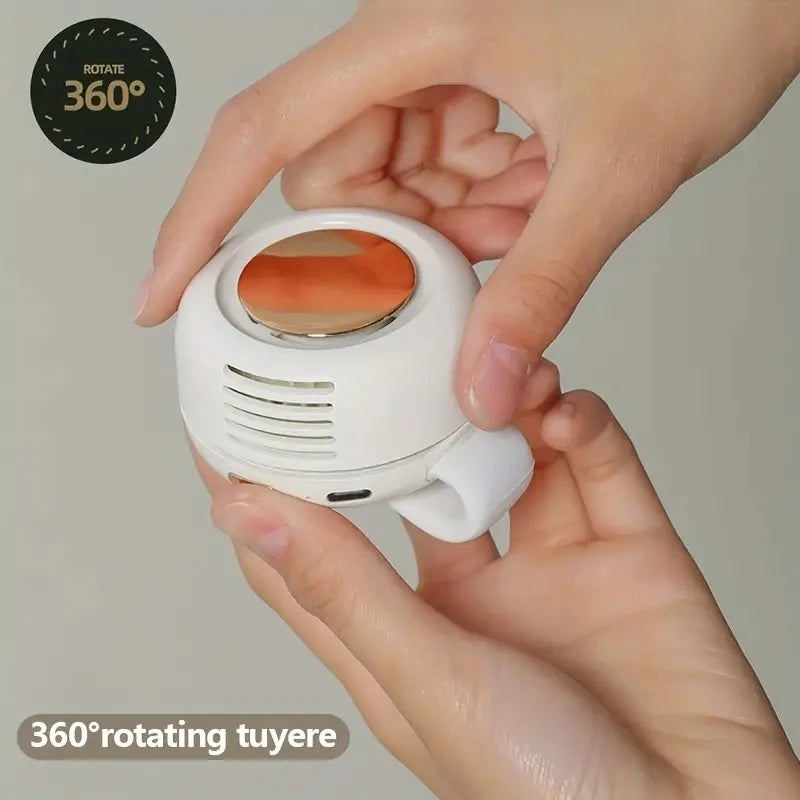 Hands-Free Bladeless Wearable Mini Fan - 3 Speeds, USB Rechargeable, Clips to Waist or Sits on Desk for Personal Cooling
