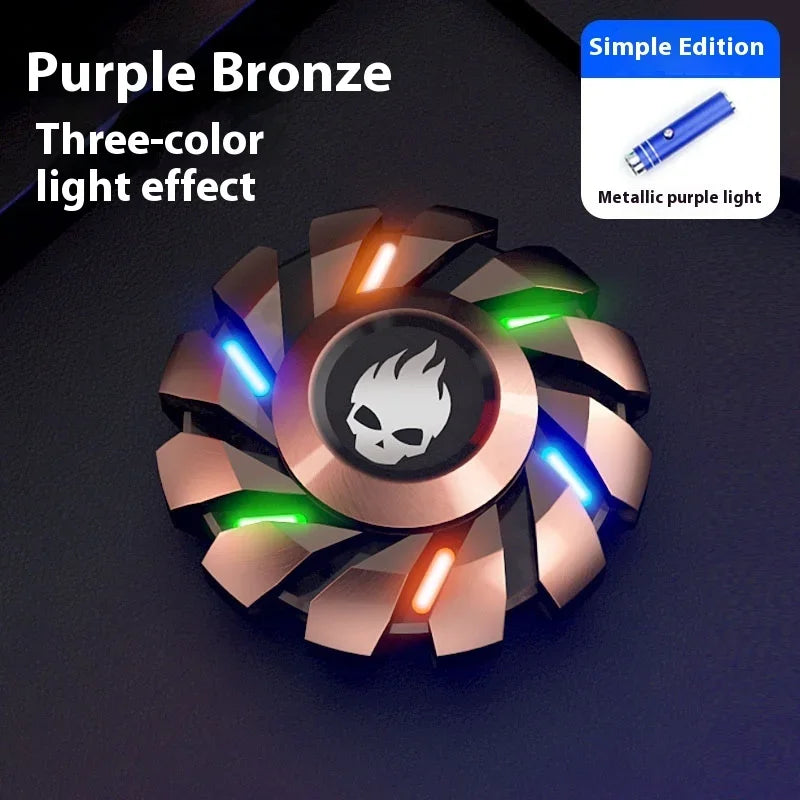 Luminous Metal Magnetic Push Coin Fidget Spinner - Glow-in-the-Dark EDC Stress-Relief Toy, Quiet Click, Pocket-Sized