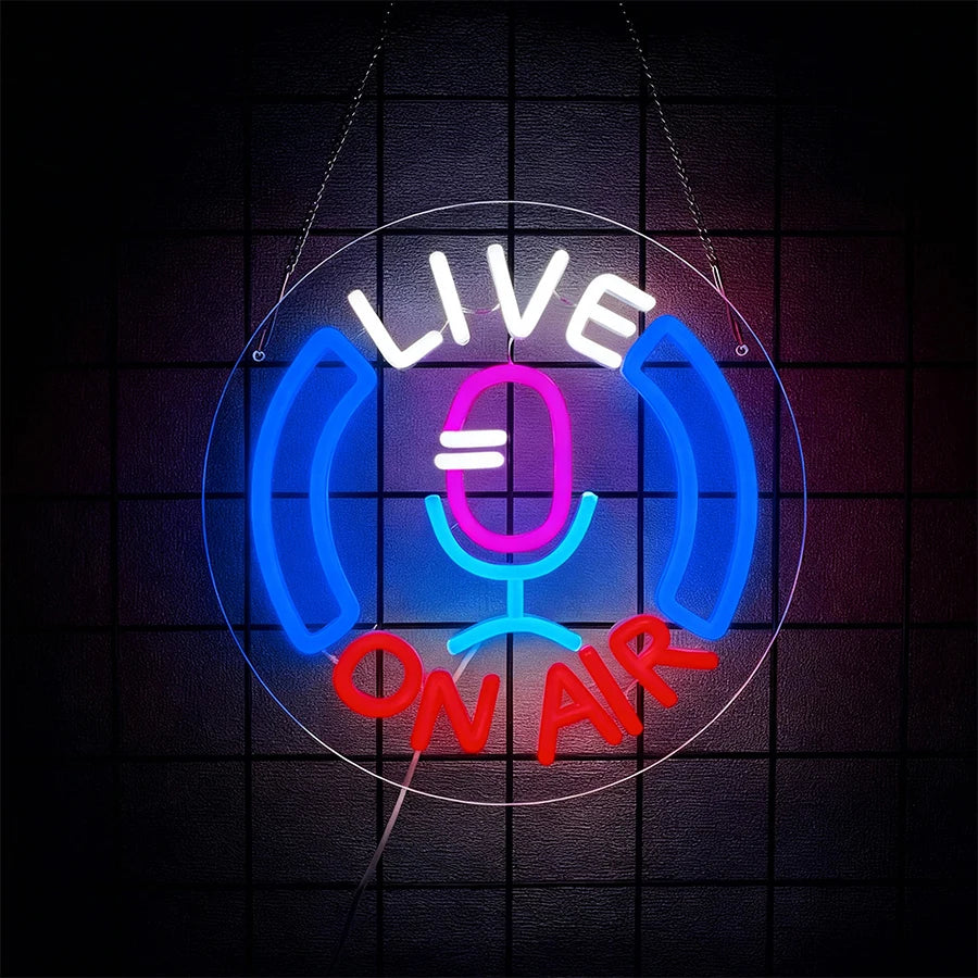 LED Neon ON AIR Sign - USB Powered Wall Decoration Light, Studio Bar Gaming Room Bedroom Decor, Modern Aesthetic Acrylic LED Sign