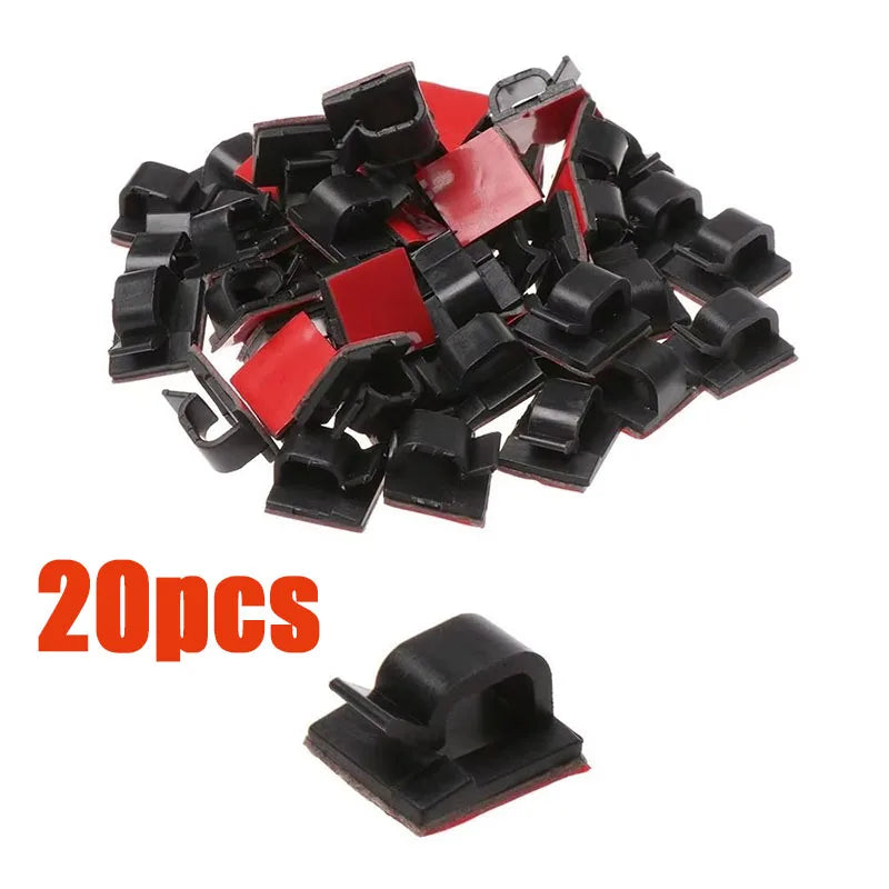 Self-Adhesive Cable Organizer Clip Set - Tame Desk Cords, Headphones, USB Cables, Power Strips (20 / 60 / 100 / 200 pcs)