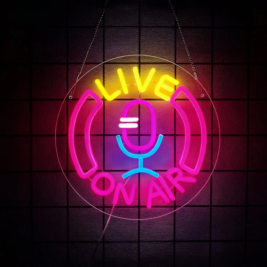 LED Neon ON AIR Sign - USB Powered Wall Decoration Light, Studio Bar Gaming Room Bedroom Decor, Modern Aesthetic Acrylic LED Sign