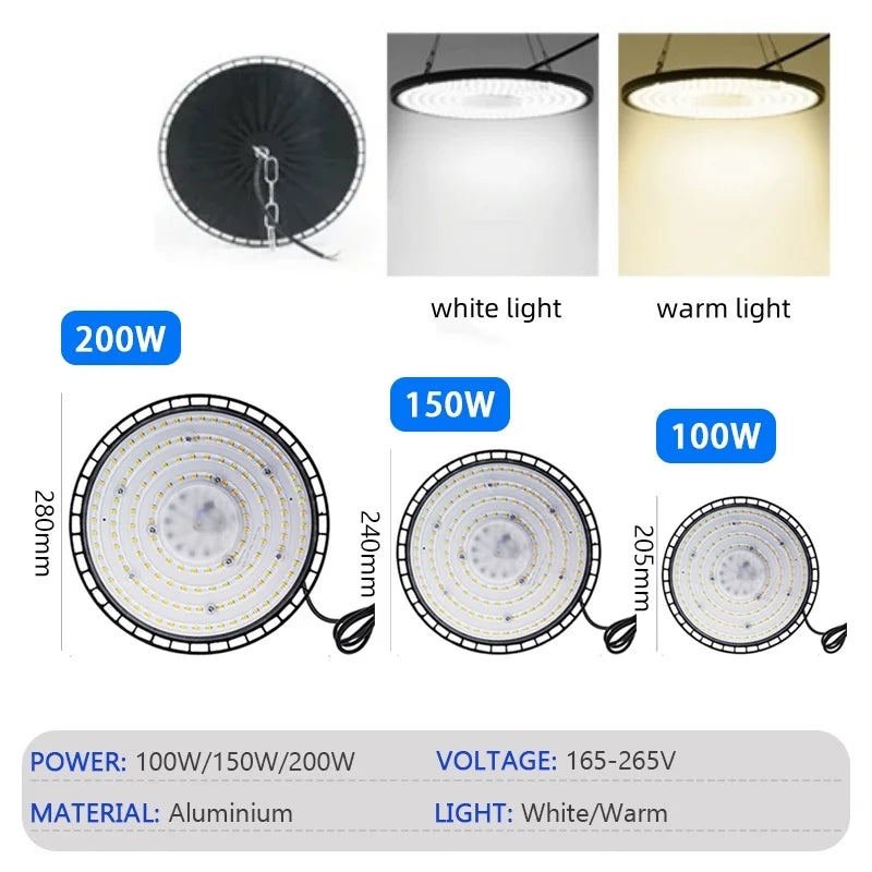 UFO LED Shop Light — 200W, Industrial, High Bay, Commercial, Warehouse, Garage