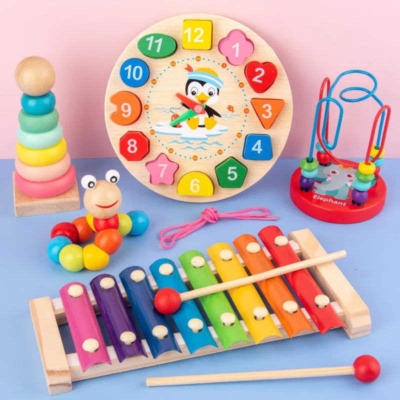 Montessori Stacking Blocks — Wooden Toy, Shape Sorter, Early Learning, Fine Motor, Toddler Gift