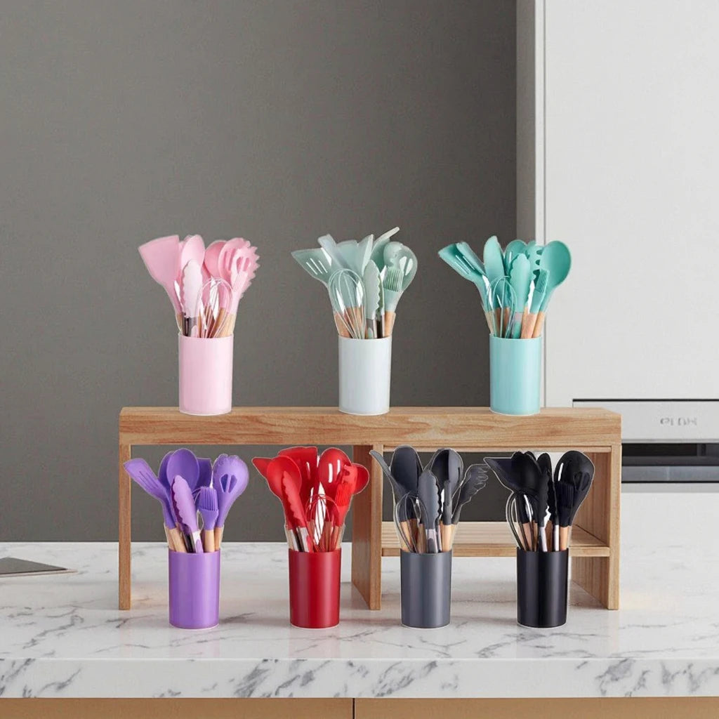 Silicone Utensils Set — 28-Piece, Heat-Resistant, Non-Stick, BPA-Free, Ergonomic Handle
