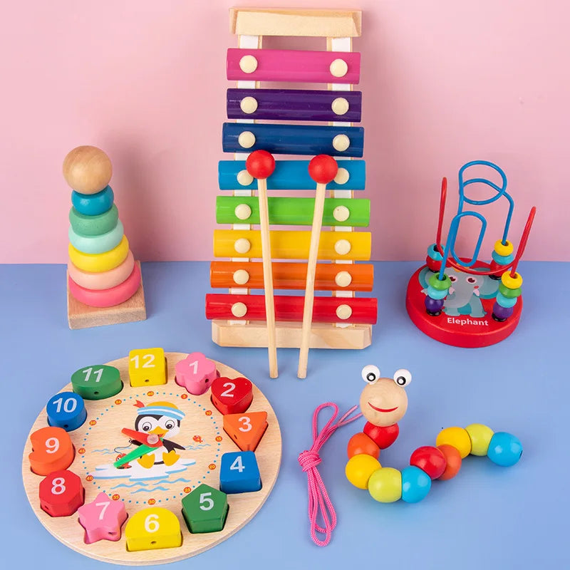 Montessori Stacking Blocks — Wooden Toy, Shape Sorter, Early Learning, Fine Motor, Toddler Gift