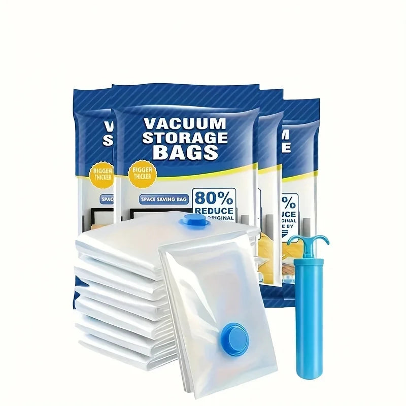 Electric Vacuum Storage Bag Kit with Mini Pump - Compress Clothes, Bedding & Travel Luggage by 75% in 60 Seconds