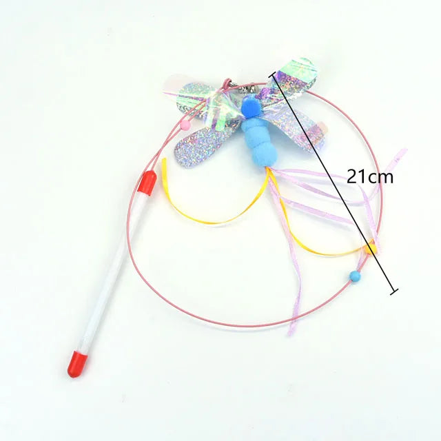 Interactive Cat Teasing Wand - Feather + Bell + Plush Mouse Wire Toy, 14 Color Variants for Indoor Play & Exercise