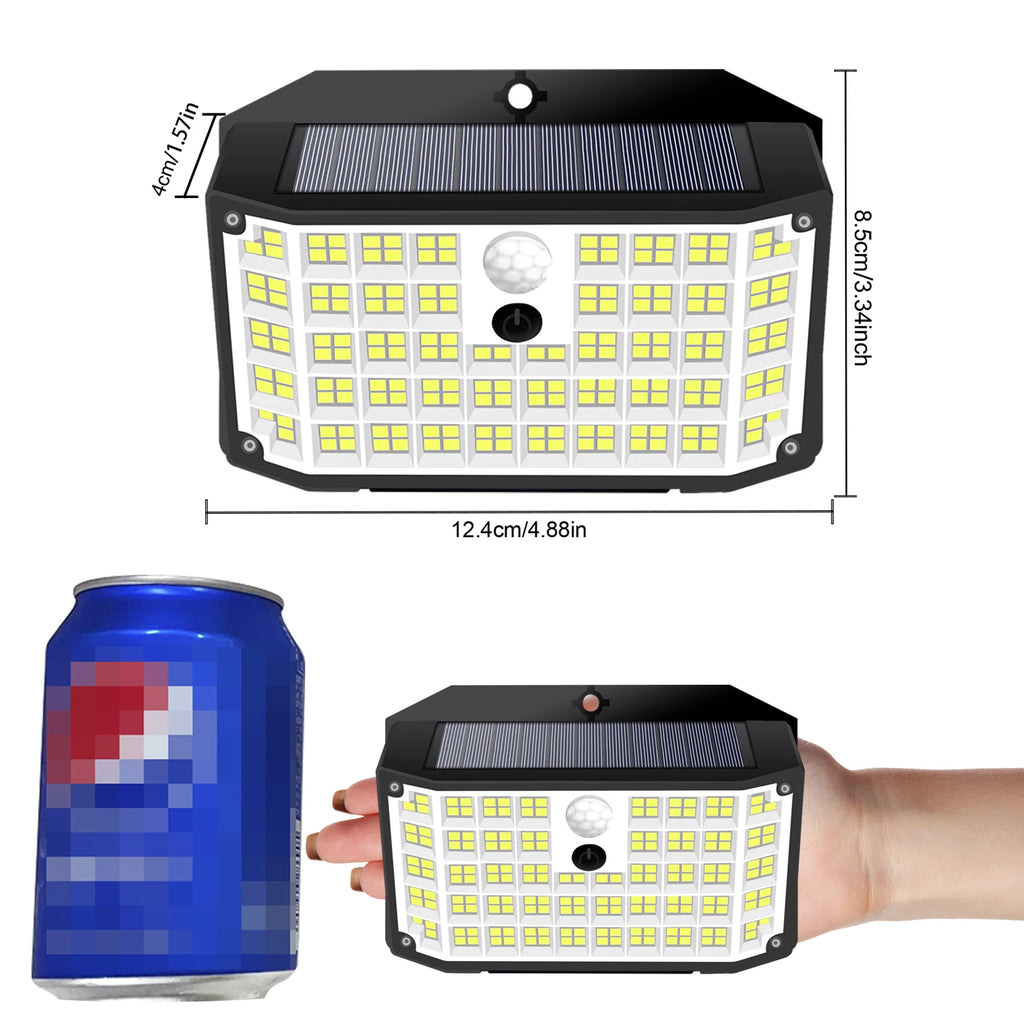 Solar Motion-Sensor Flood Lights - 176 LEDs, IP65 Waterproof, 3 Modes, Zero-Wiring Security Lighting for Porch, Yard, Driveway