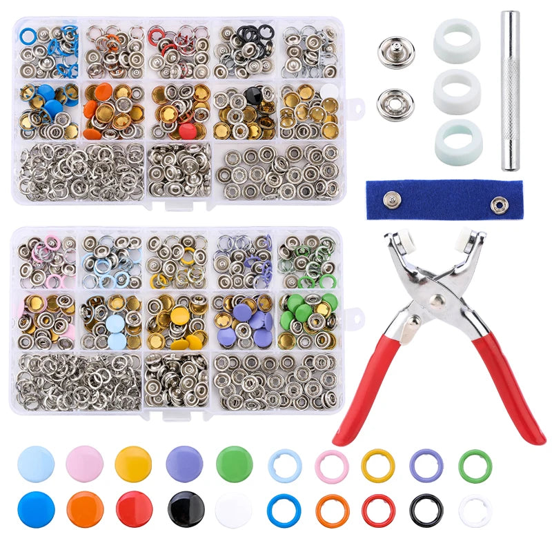 Snap Button Pliers Kit — 100pcs, Durable, Heavy-Duty, DIY, Crafting