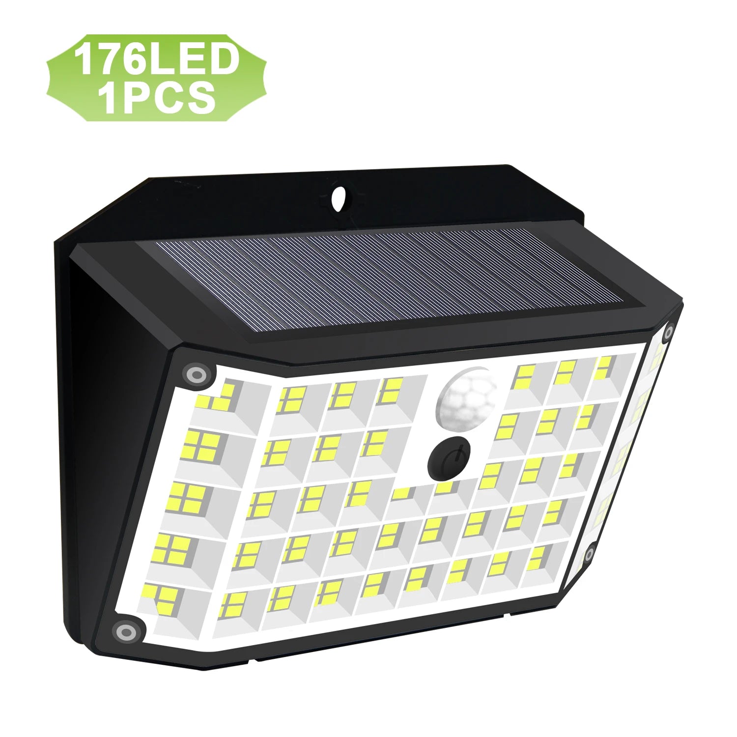 Solar Motion-Sensor Flood Lights - 176 LEDs, IP65 Waterproof, 3 Modes, Zero-Wiring Security Lighting for Porch, Yard, Driveway