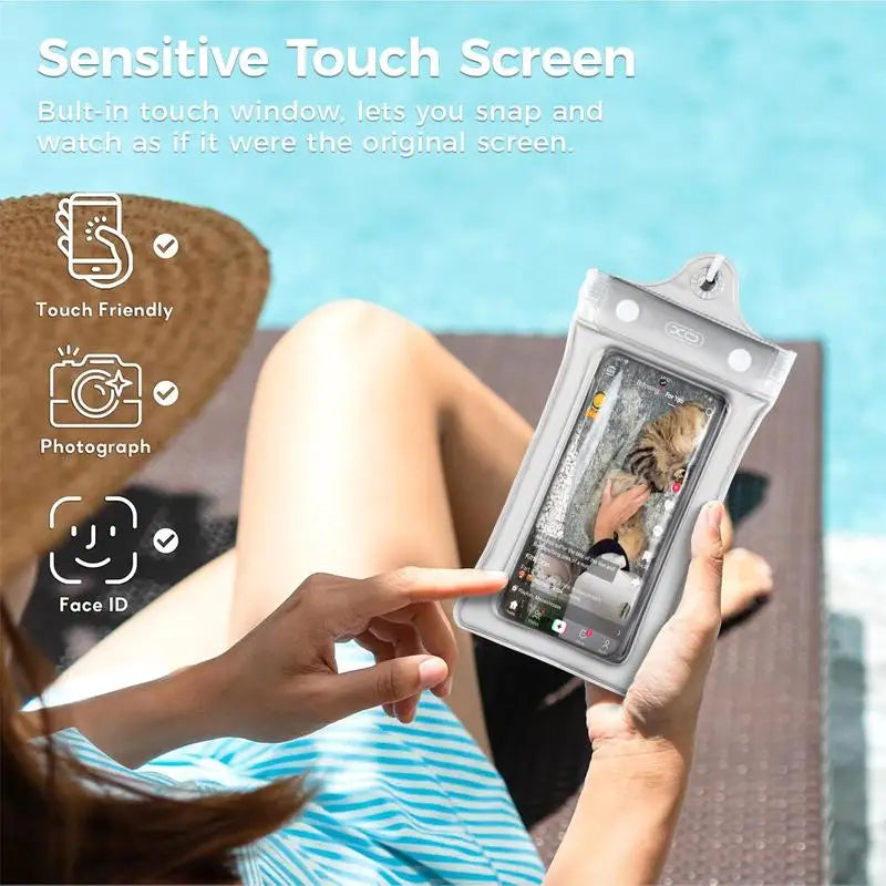 Waterproof Phone Pouch — 2-Pack, Submersible, Underwater, Swimming, Beach, Pool, Kayaking