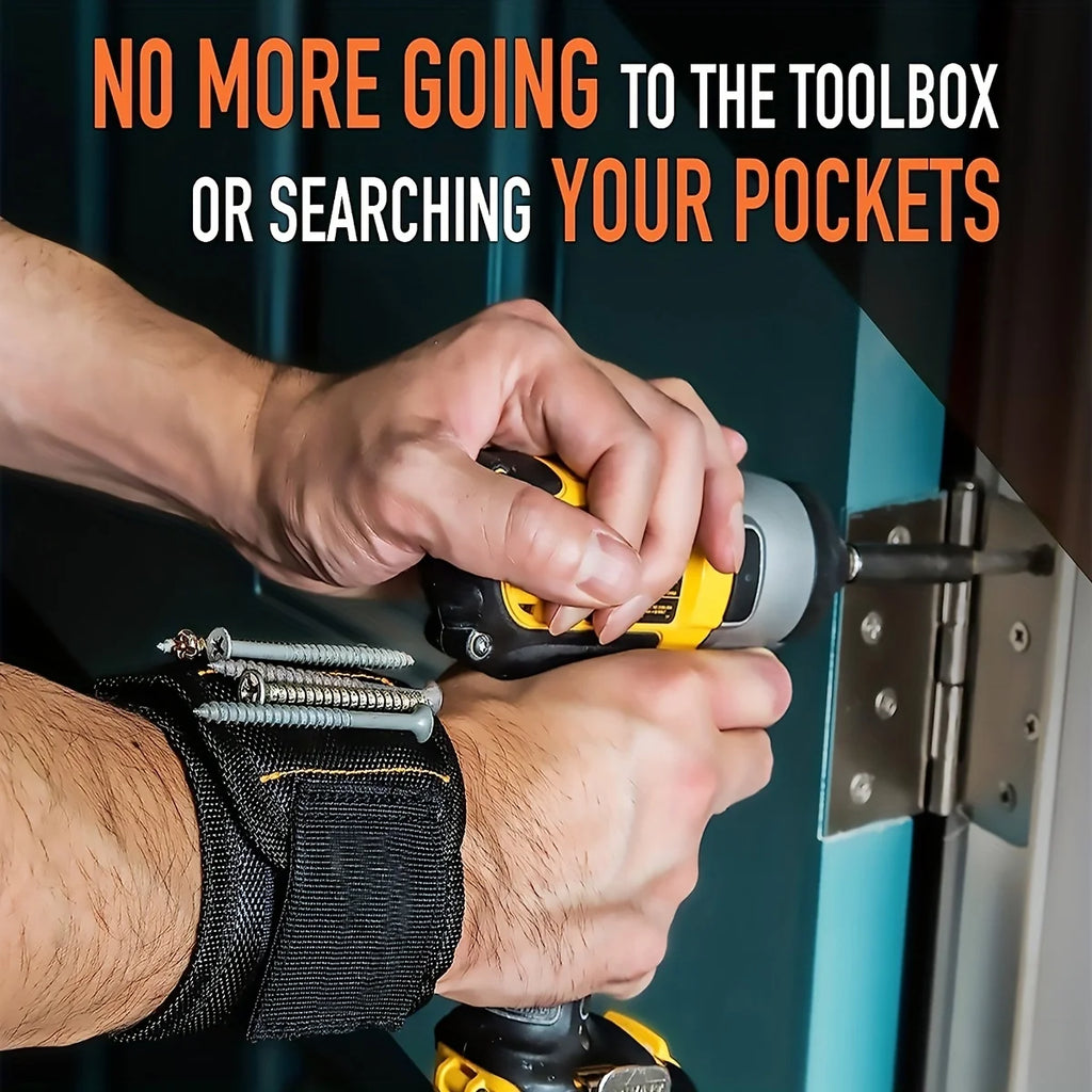 Magnetic Wristband Tool Holder - Strong Magnets for Screws, Nails, Drill Bits, Hands-Free DIY & Workshop Helper