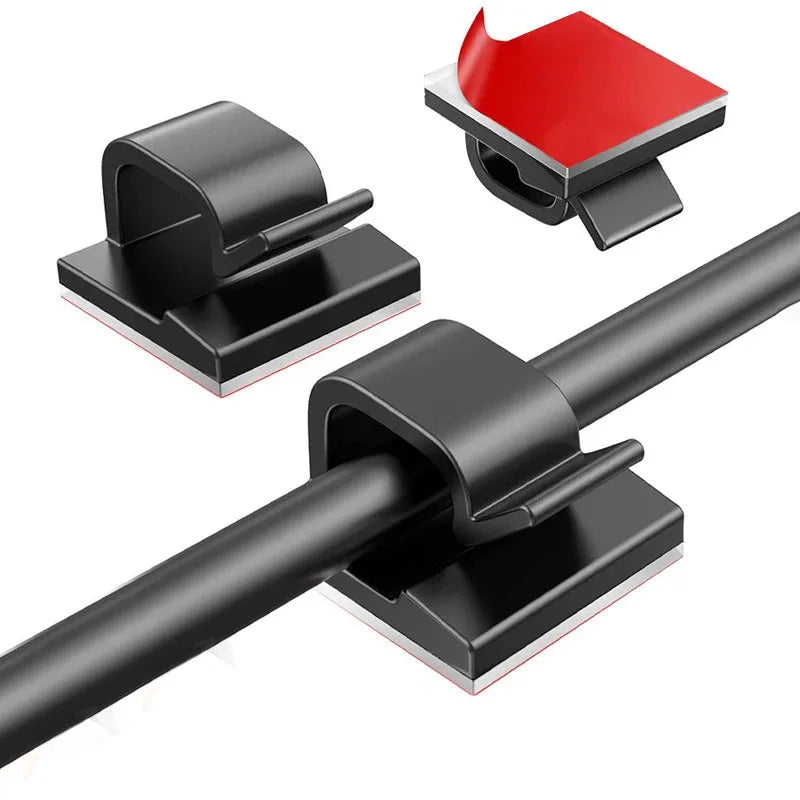 Self-Adhesive Cable Organizer Clip Set - Tame Desk Cords, Headphones, USB Cables, Power Strips (20 / 60 / 100 / 200 pcs)