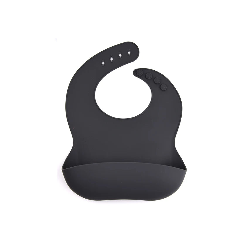 Silicone Baby Feeding Bib with Deep Food Catcher - Waterproof, Adjustable, Dishwasher-Safe in 10 Modern Colors