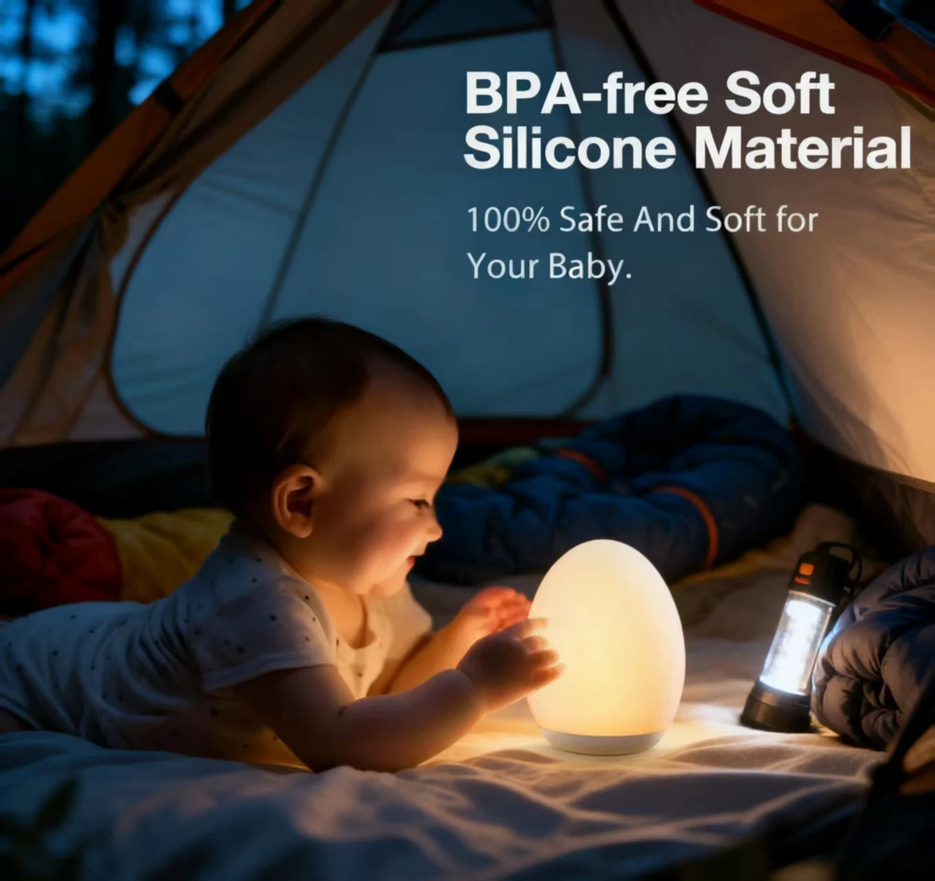 RGB Egg Night Light — Dimmable, Portable, Kids, Bedroom, Nursery, Baby