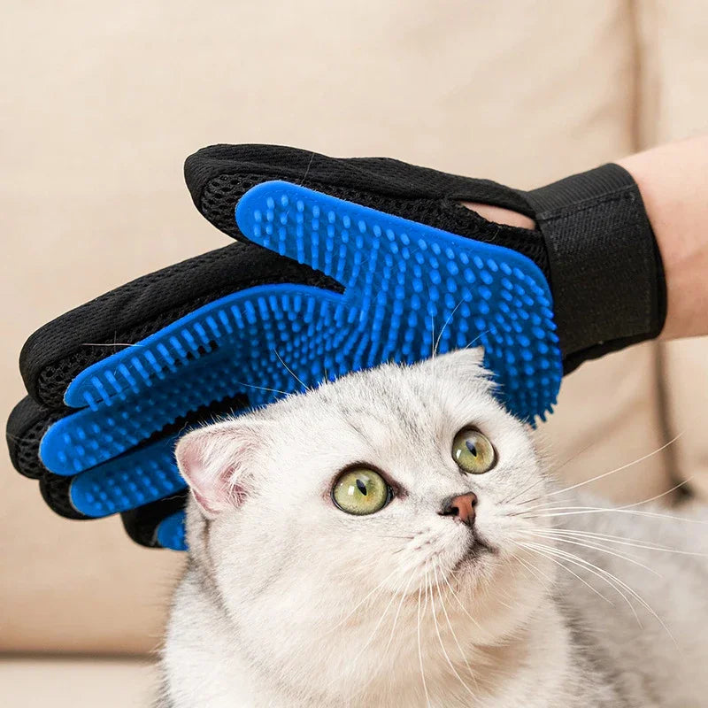 Silicone Pet Grooming Glove - Deshedding Brush for Cats & Dogs, Bath Brush Hair Remover, Gentle Massage Grooming Mitt, Cleans Pet Coat in Minutes
