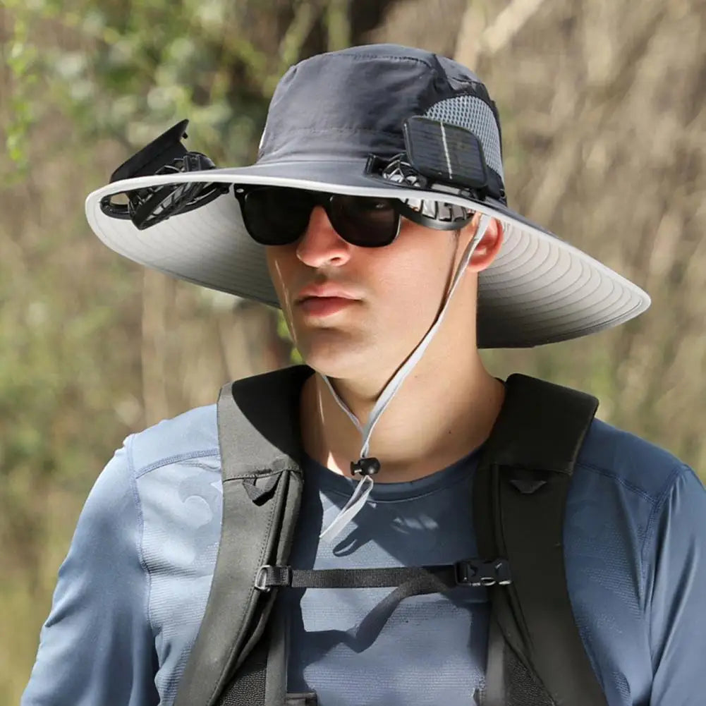 Solar Hat — Cooling Fan, Adjustable, Wide Brim, Portable, UV Protection