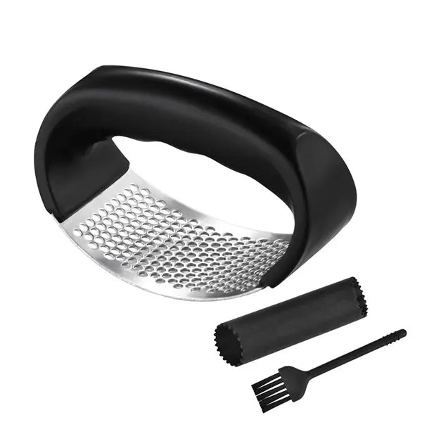 Stainless Steel Rocker Garlic Press - One-Hand Crusher for Garlic, Ginger & Herbs (No Peeling Needed, Dishwasher Safe)