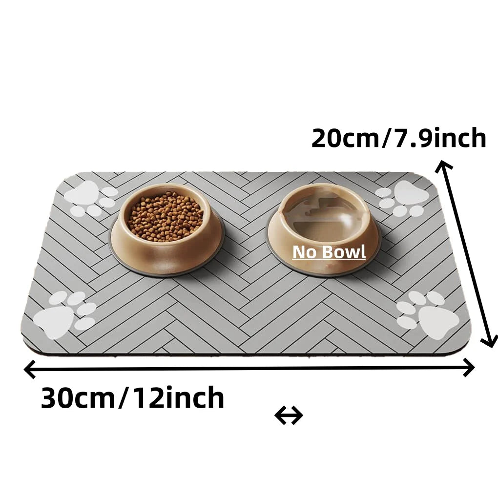 Absorbent Pet Feeding Mat - Waterproof Rubber-Backed Placemat for Dog & Cat Food and Water Bowls, Quick-Dry, Protects Floors