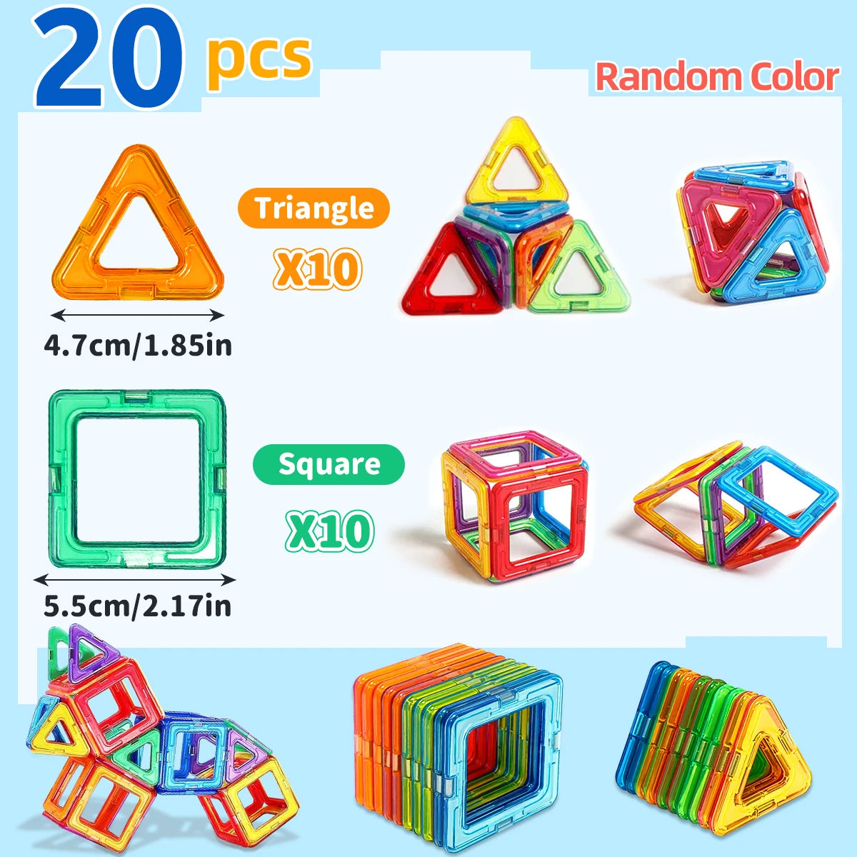 Magnetic Building Blocks — Large Set, Kids' Educational, STEM Toy, Creative Play, Durable