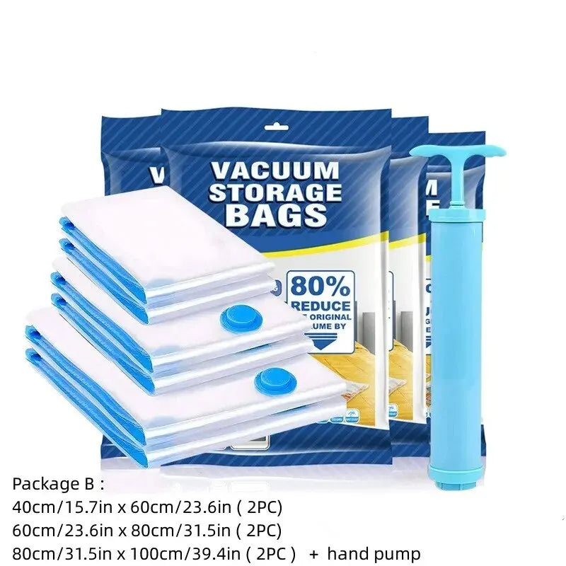 Electric Vacuum Storage Bag Kit with Mini Pump - Compress Clothes, Bedding & Travel Luggage by 75% in 60 Seconds