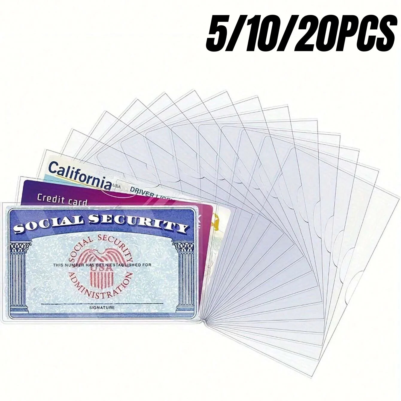 Card Sleeves — Waterproof, Clear PVC, Heavy Duty, Top Load, Credit Card Size, ID Badge Holder
