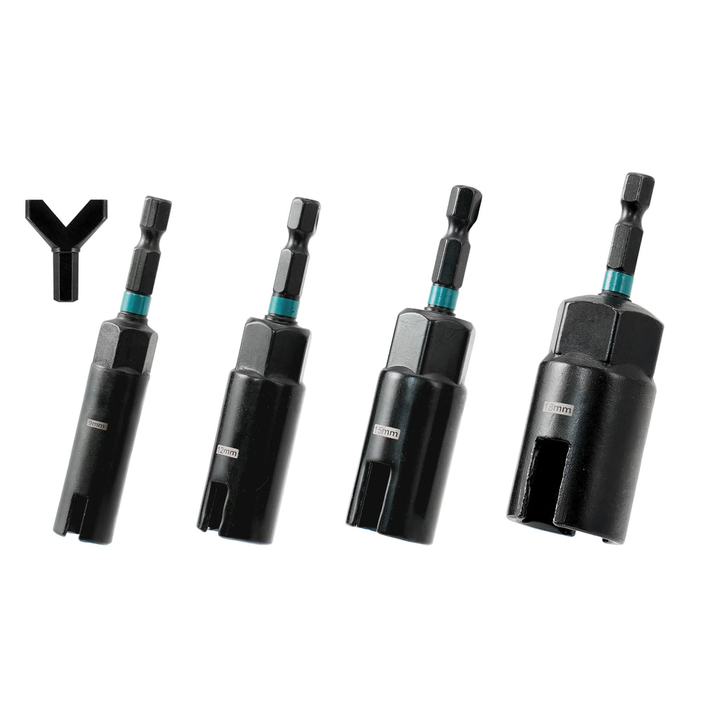 Wing Nut Driver — Magnetic, Impact Ready, 1/4" Hex Shank, Chrome Vanadium, 5-Piece, Power Tool Accessory