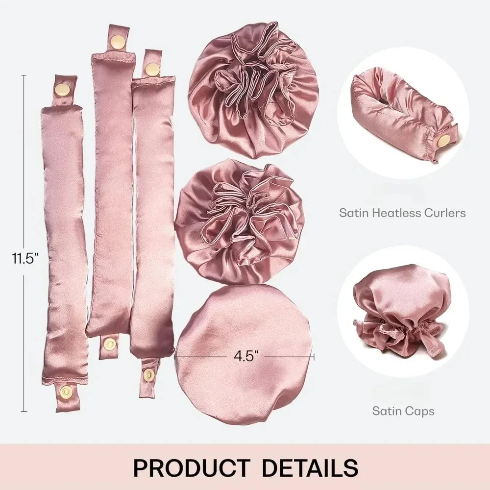 Heatless Hair Curler Set - Overnight Silk Curling Rod Headband, Damage-Free Waves While You Sleep