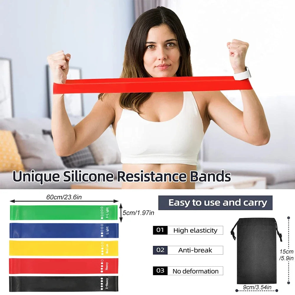 5-Level Resistance Bands Set with Carry Bag - Full Home Gym Workout Kit for Strength, Mobility, Stretching & Travel Fitness