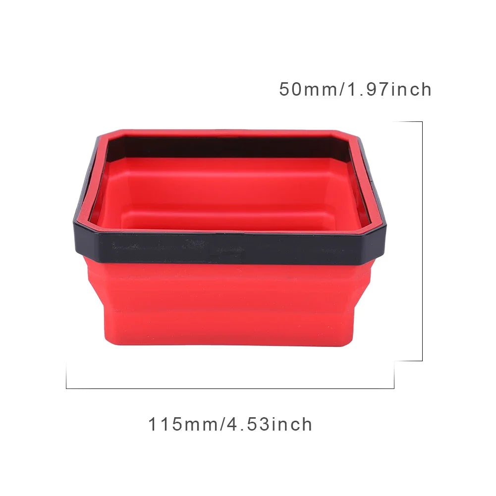 Magnetic Parts Tray Set — Heavy Duty, Stainless Steel, Rubber Base, Flexible, Anti-Scratch, Strong Magnet