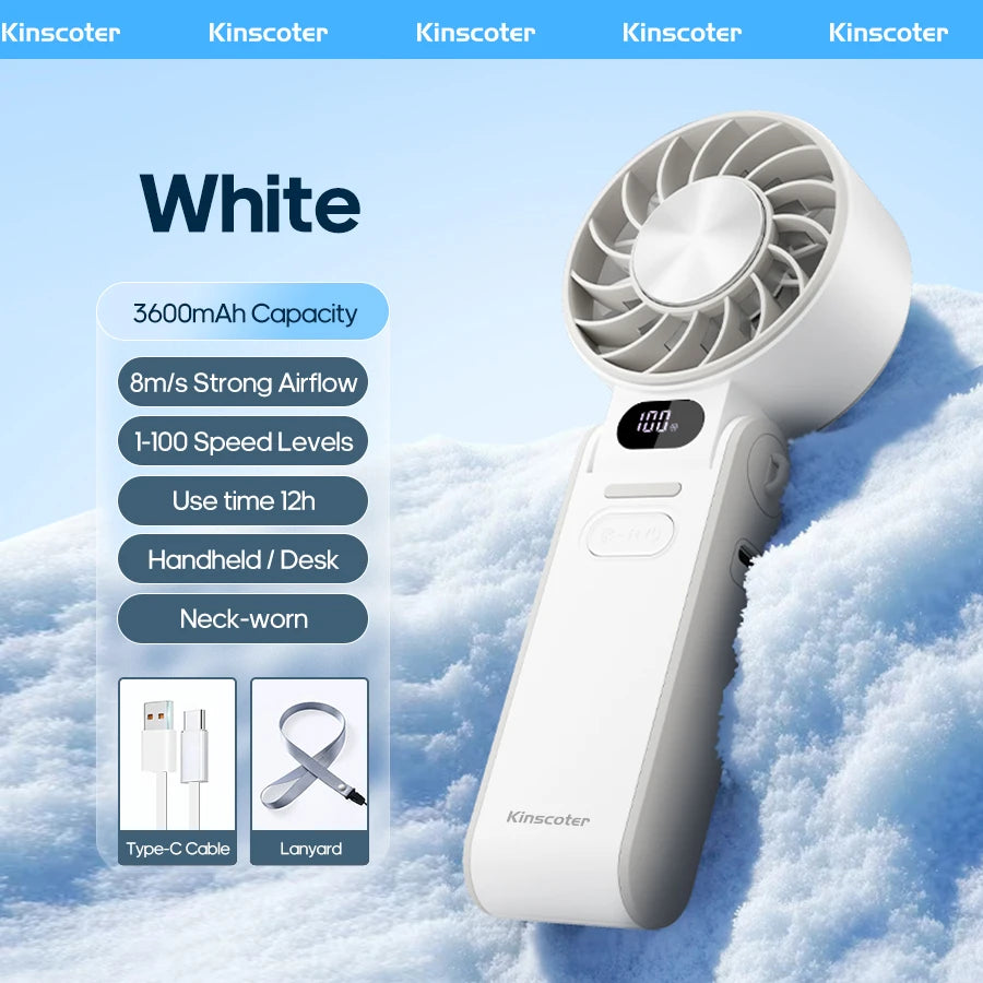 Handheld Turbo Fan — Portable, Rechargeable, Cordless, Personal, Mini, Quiet