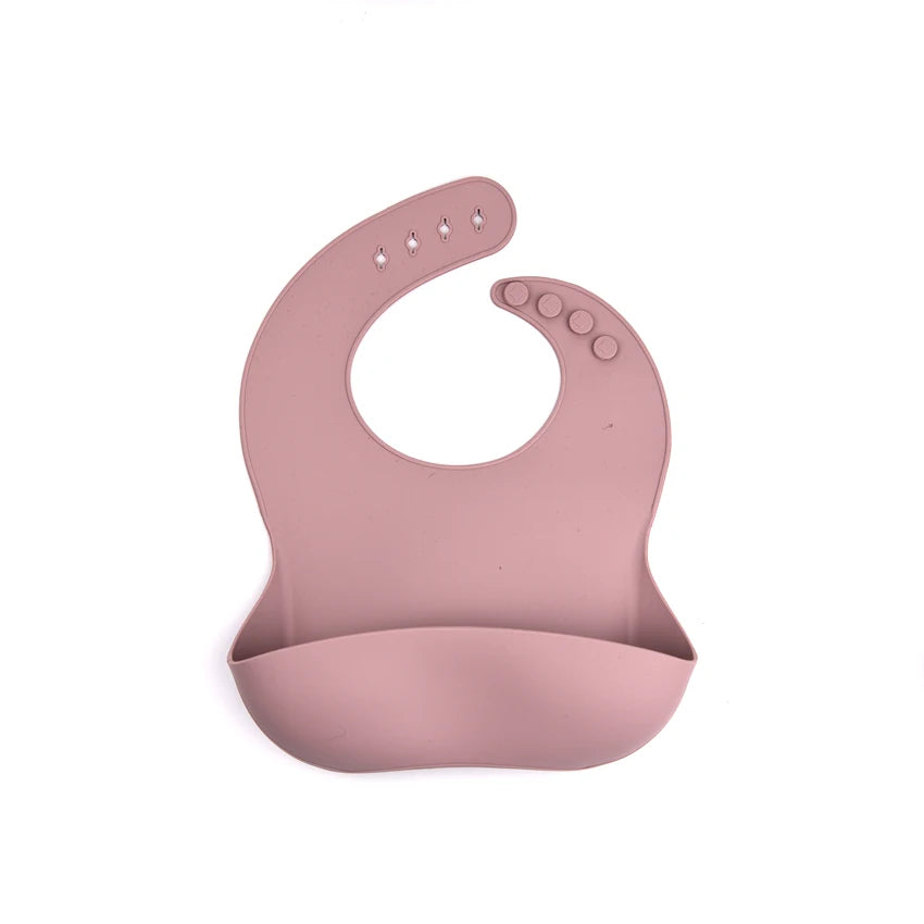 Silicone Baby Feeding Bib with Deep Food Catcher - Waterproof, Adjustable, Dishwasher-Safe in 10 Modern Colors