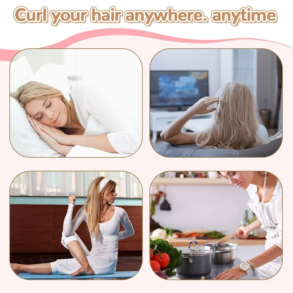 Heatless Hair Curler Set - Overnight Silk Curling Rod Headband, Damage-Free Waves While You Sleep