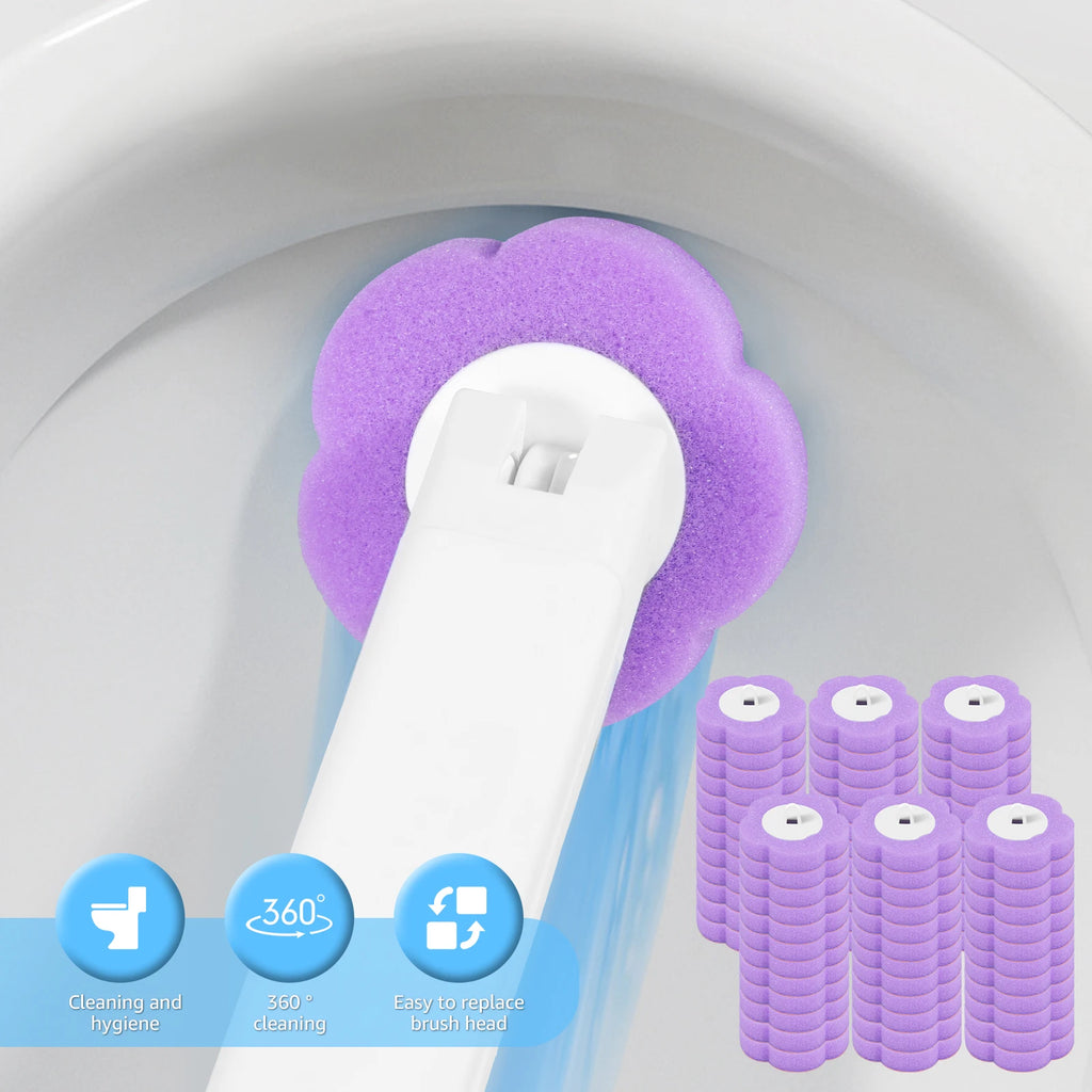 Disposable Toilet Brush — No-Touch Rotating, Starter Kit, Refills Included, Deep Cleaning, Hygienic