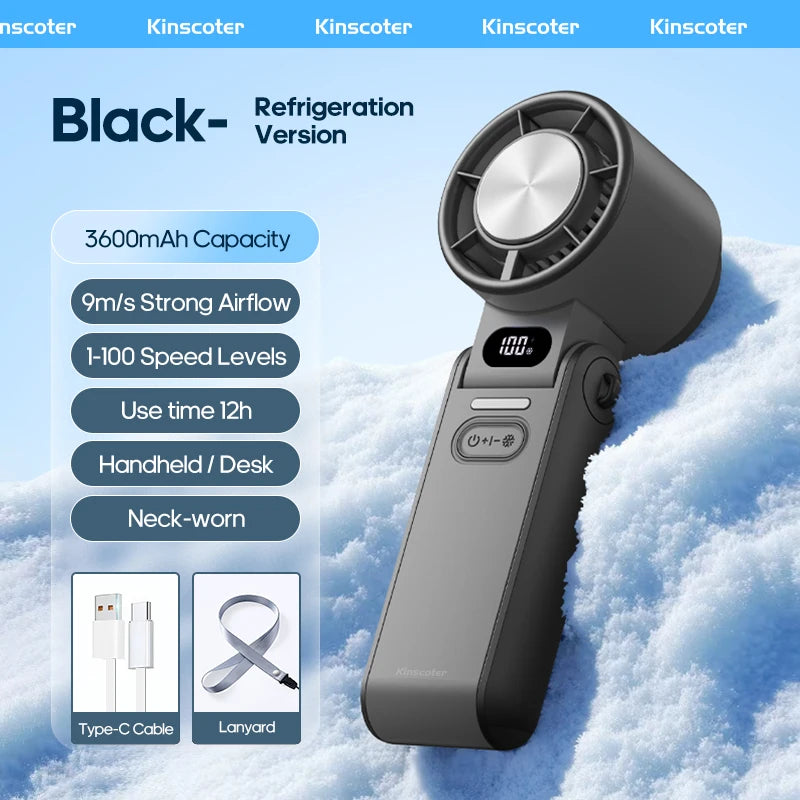 Handheld Turbo Fan — Portable, Rechargeable, Cordless, Personal, Mini, Quiet