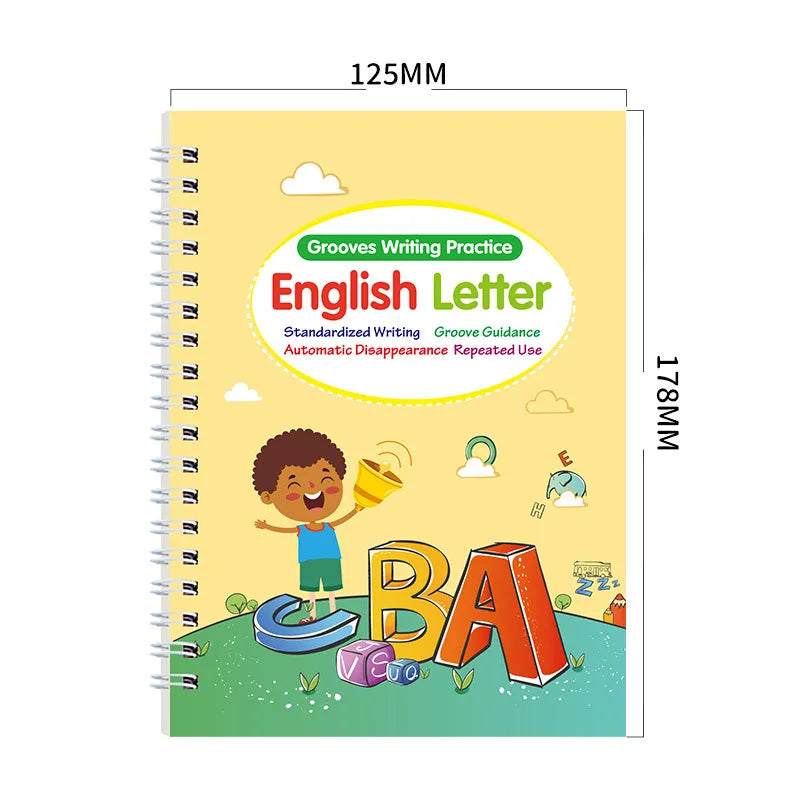 Magic Grooved Practice Copybook — Reusable Tracing, Calligraphy, Lettering, Preschool, Handwriting