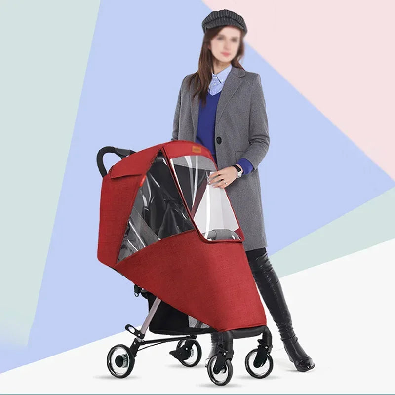 Stroller Rain Cover — Windproof & Waterproof, Universal Fit, Clear Visibility, Breathable, Easy Install