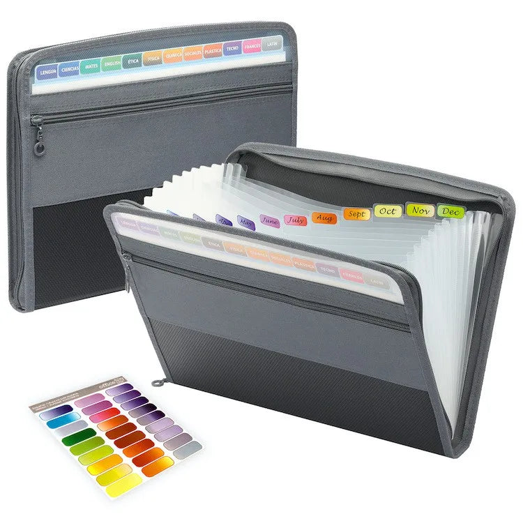 Accordion File Organizer — 13 Pockets, A4 Size, Letter Size, Expandable, Portable
