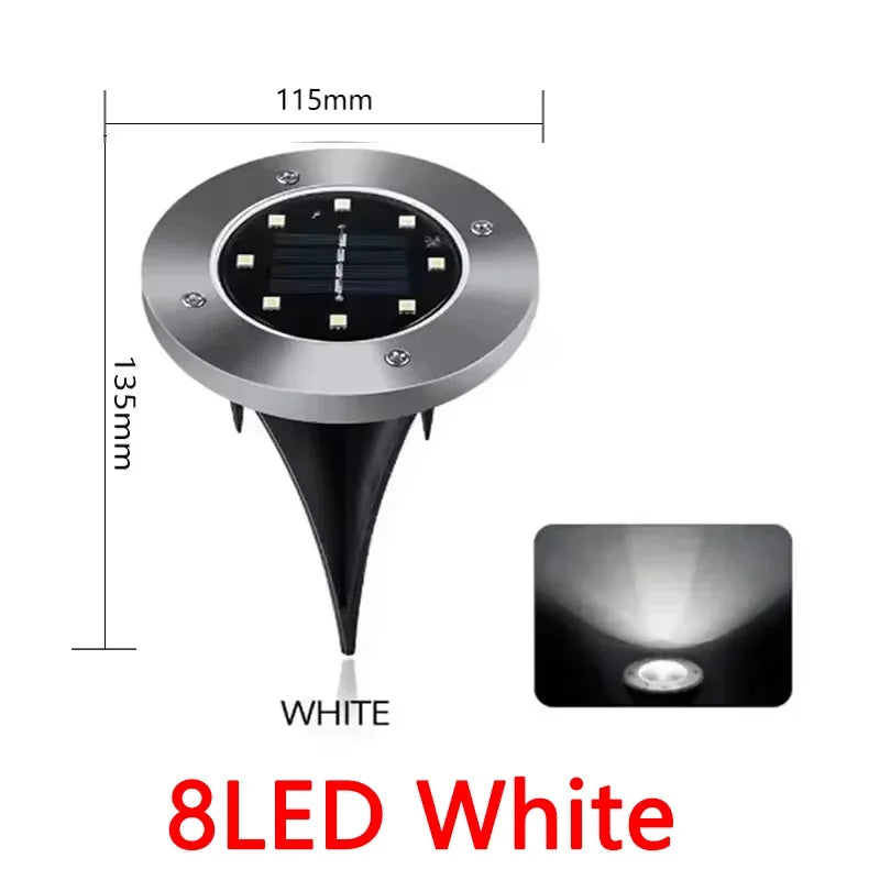Solar Ground Disk Lights — Waterproof, Wireless, Outdoor, Garden, Pathway, Driveway