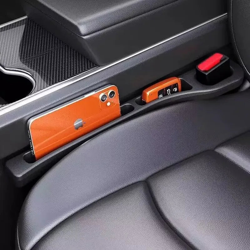 Car Seat Gap Filler & Organizer (Set of 2) - PU Leather, Leakproof, Universal Fit - Catches Phones, Keys, Coins, Drops