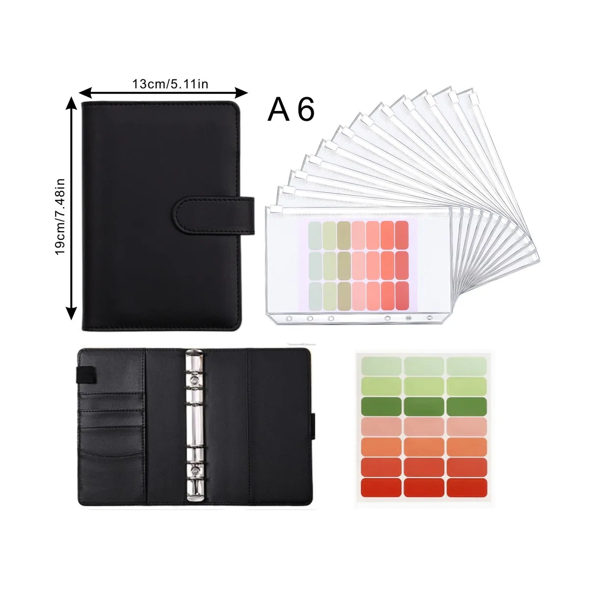 A6 Savings Notebook — Budget Planner, Cash Envelopes, Expense Tracker, Financial Organizer, PU Leather Cover