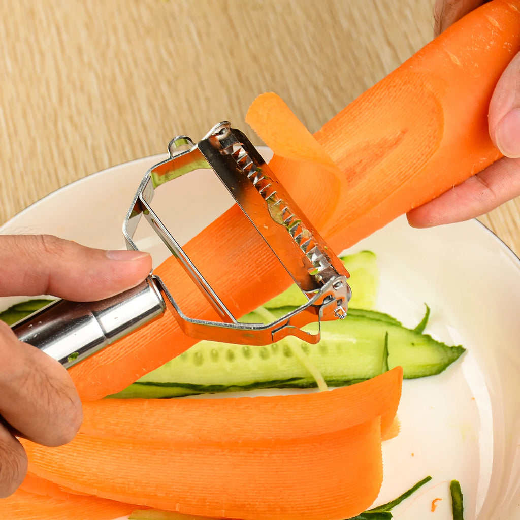 Stainless Steel Multi-Function Vegetable Peeler - Y-Style Slicer Grater, Potato Cucumber Apple Peeler, Julienne Kitchen Tool, Dishwasher Safe