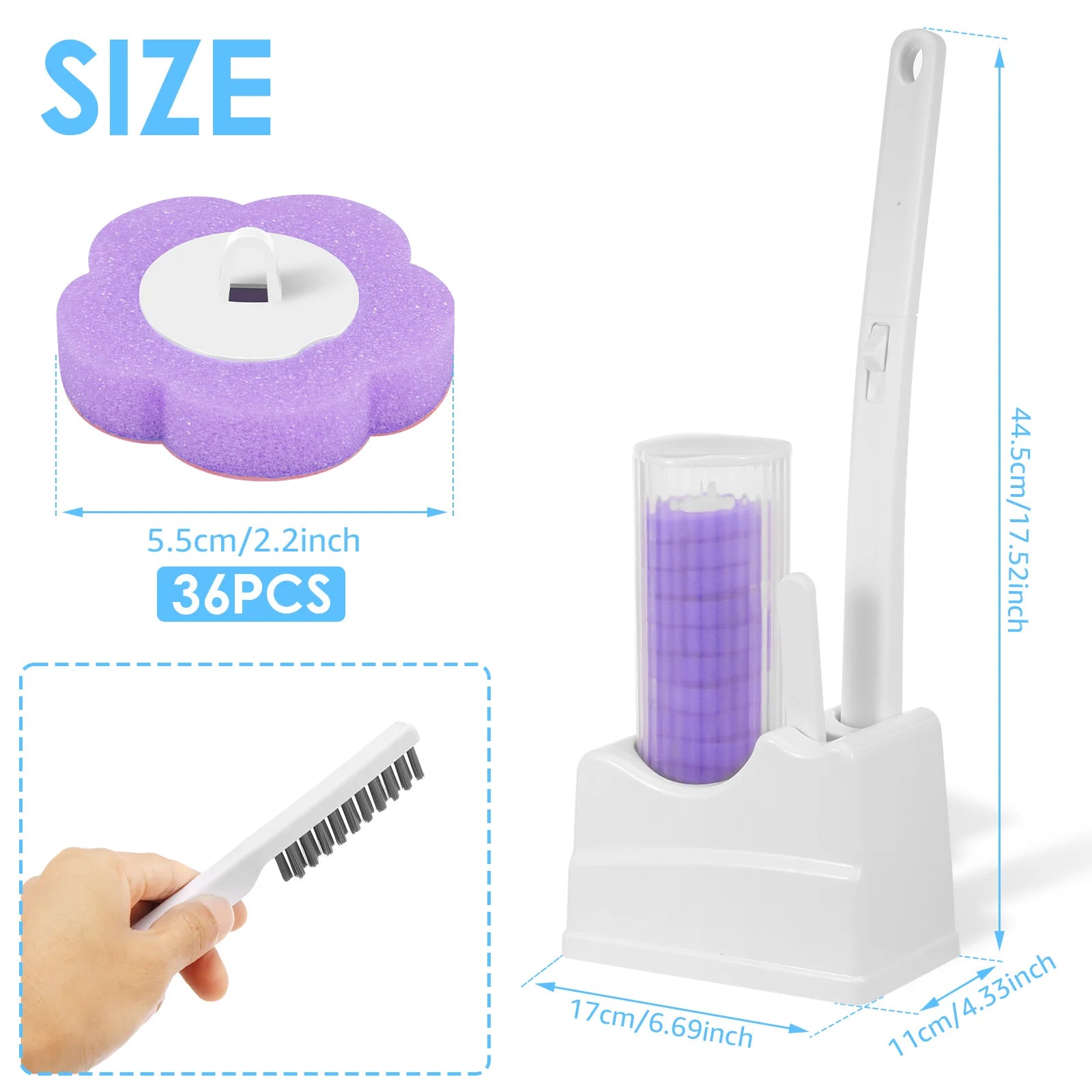 Disposable Toilet Brush — No-Touch Rotating, Starter Kit, Refills Included, Deep Cleaning, Hygienic